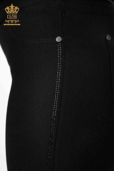 All'ingrosso Pantaloni da donna - Floreale Tulle Dettaglio - Strisce Pietra ricamata - 3576 | KAZEE - Thumbnail