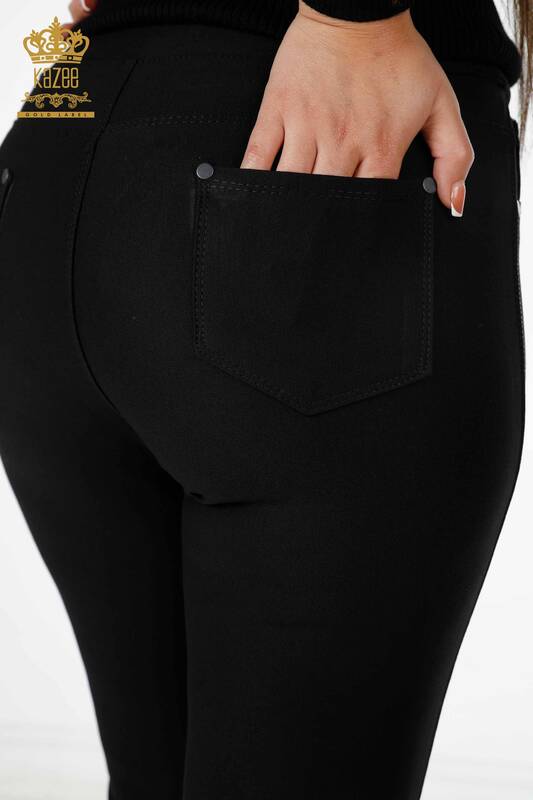 All'ingrosso Pantaloni da donna - Floreale Tulle Dettaglio - Strisce Pietra ricamata - 3576 | KAZEE