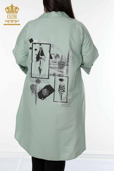 All'ingrosso Camicia da donna Tasca dettagliata Azzurro - 17199 | KAZEE - Thumbnail
