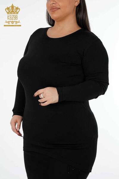 Tunica da donna nera all'ingrosso - Merter Abbigliamento all'ingrosso - 14418 | KAZEE - Thumbnail