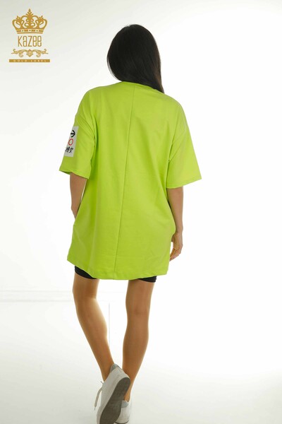 Vendita all'ingrosso Tunica da donna - Tasche dettagliate - Verde pistacchio - 2402-231019 | S&M - Thumbnail
