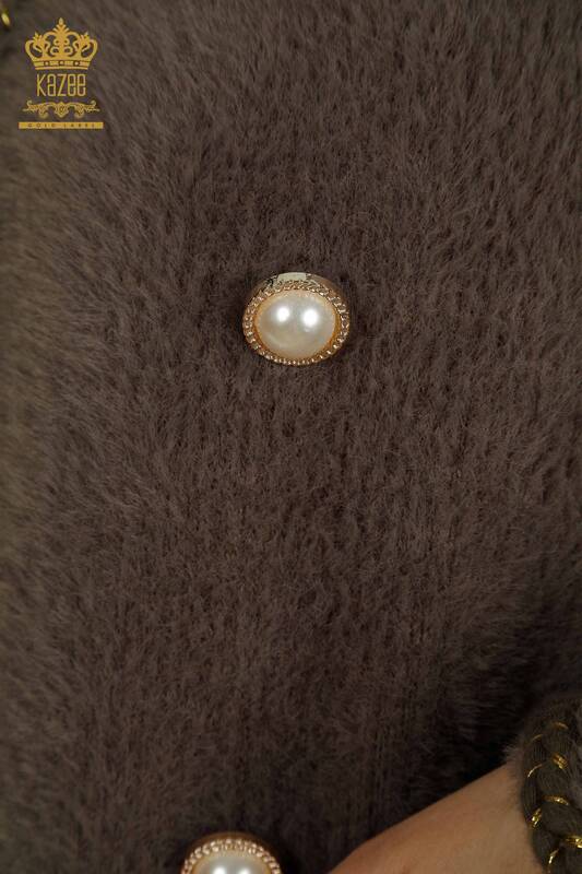 All'ingrosso Cardigan in Angora da donna - Tasche dettagliate - Cachi - 30799 | KAZEE