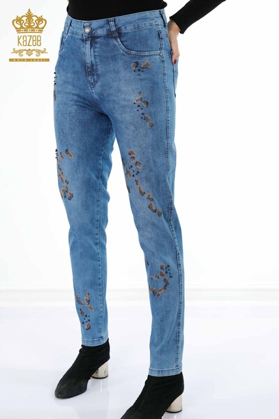 All'ingrosso Jeans da donna - Colorati Ricamati con pietre di cristallo - Modellato - 3543 | KAZEE - 5