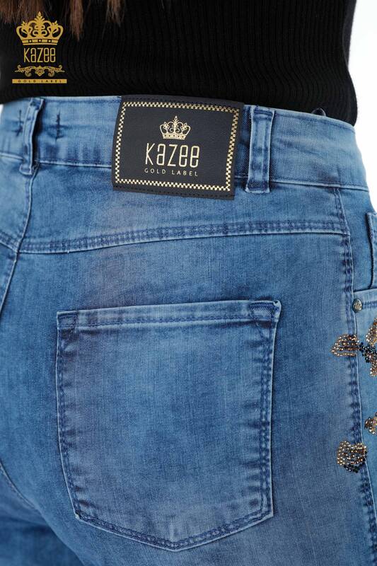 All'ingrosso Jeans da donna - Colorati Ricamati con pietre di cristallo - Modellato - 3543 | KAZEE