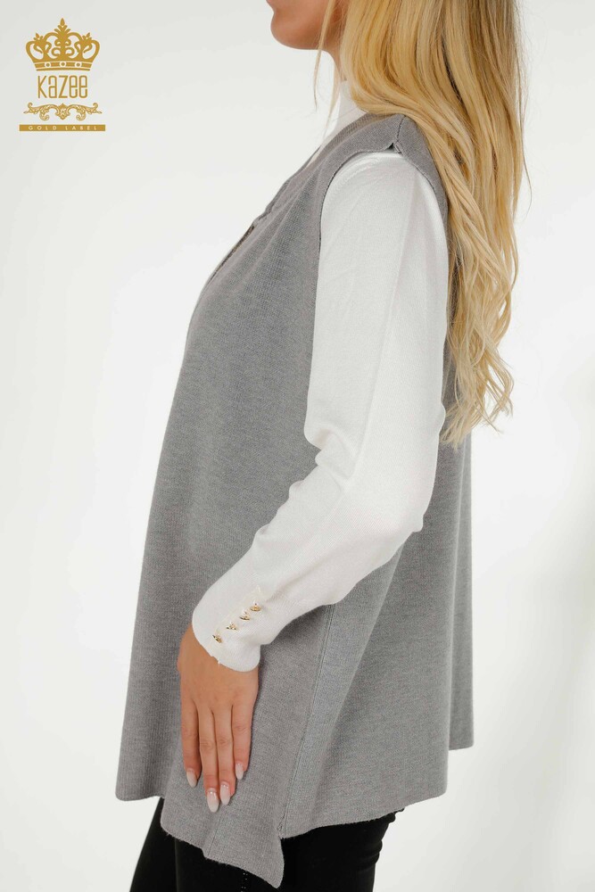 All'ingrosso Gilet corto da donna - Motivo leopardato - Grigio - 30311 | KAZEE - 4