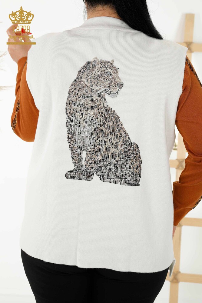 All'ingrosso Donna Gilet corto - Motivo leopardato - Ecru - 30311 | KAZEE - 7