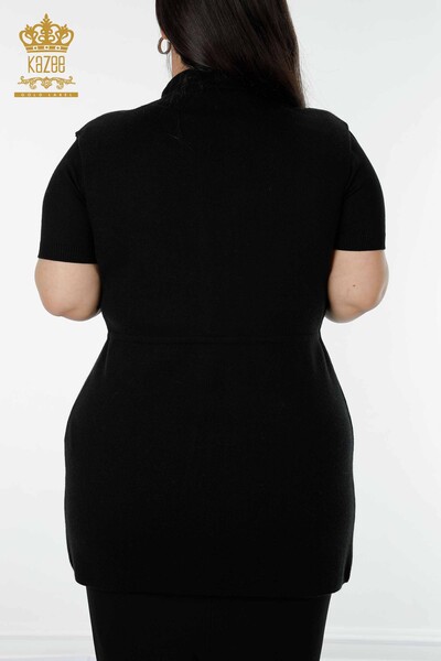 All'ingrosso Gilet da donna - Motivo floreale - Nero - 16804 | KAZEE - 8