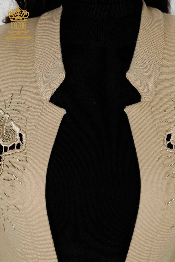 All'ingrosso Gilet da donna Pietra ricamata Beige - 16830 | KAZEE - 7