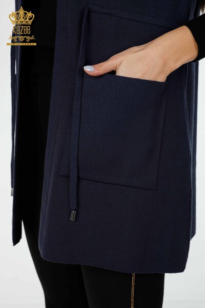 All'ingrosso Gilet da donna - Pietra ricamata - Blu navy - 16830 | KAZEE - 6