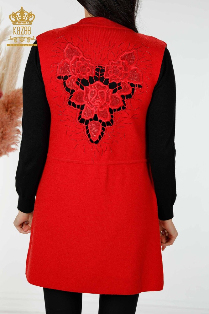 Ingrosso Gilet Donna - Pietra Ricamato - Rosso - 16830 | KAZEE - 6