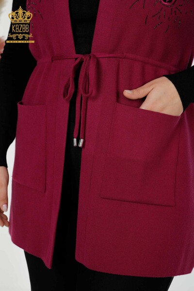 All'ingrosso Gilet da donna - Pietra ricamata - Viola - 16830 | KAZEE - 5