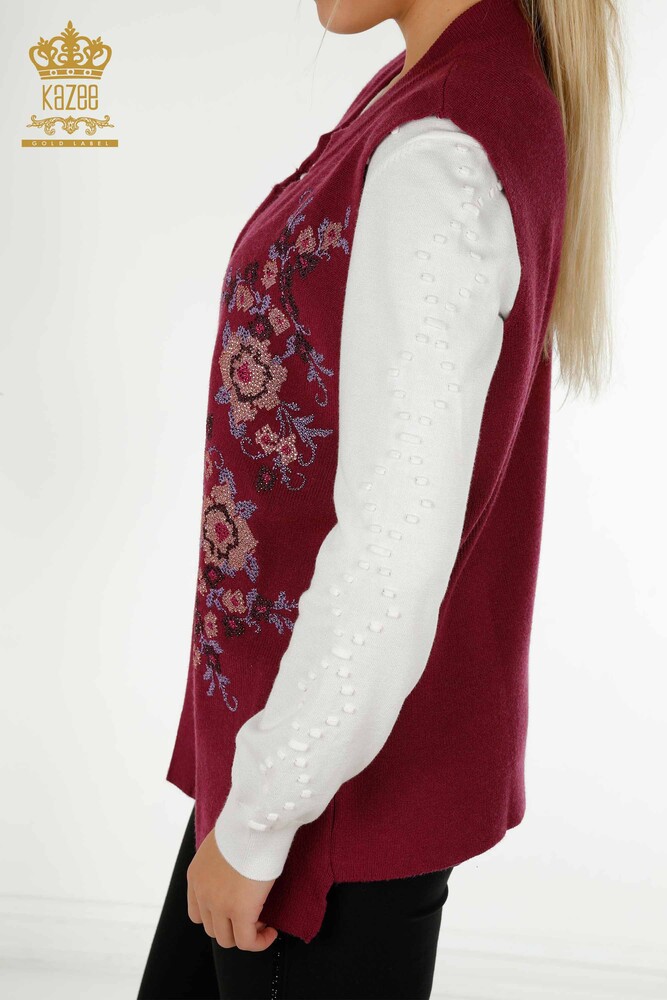 All'ingrosso Gilet da donna - Floreale ricamato - viola - 30644 | KAZEE - 6