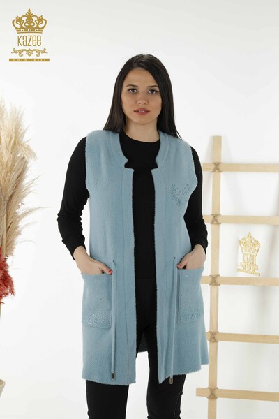 All'ingrosso Gilet Da Donna Tasca Pietra Ricamata Mint - 30243 | KAZEE 