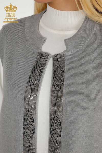 All'ingrosso Gilet da donna - Colorato Pietra Ricamato - Grigio - 30617 | KAZEE - 3