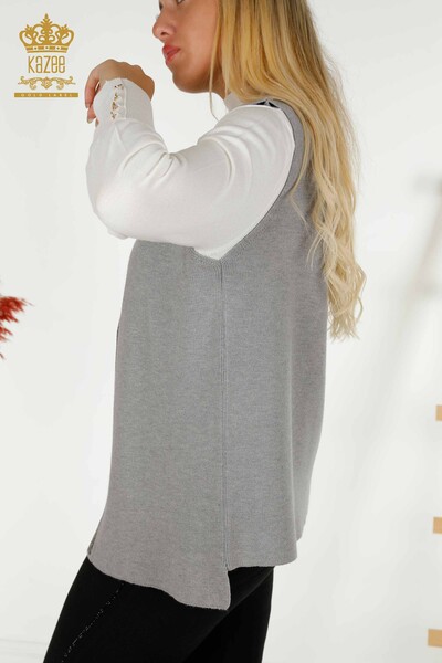 All'ingrosso Gilet da donna - Cristallo Pietra Ricamato - Grigio - 30606 | KAZEE - 4