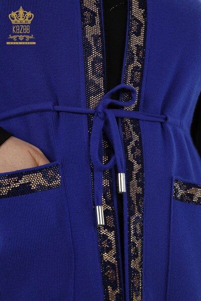 All'ingrosso Gilet da donna - Leopardo Pietra ricamata - Blu scuro - 30261 | KAZEE - 5