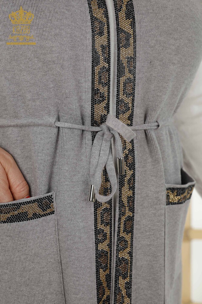 All'ingrosso Gilet Donna - Leopardo Pietra Ricamata - Grigio - 30261 | KAZEE - 5