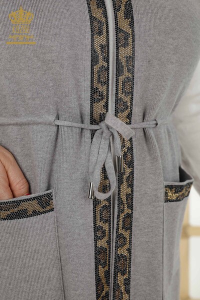 All'ingrosso Gilet Donna - Leopardo Pietra Ricamata - Grigio - 30261 | KAZEE - 5