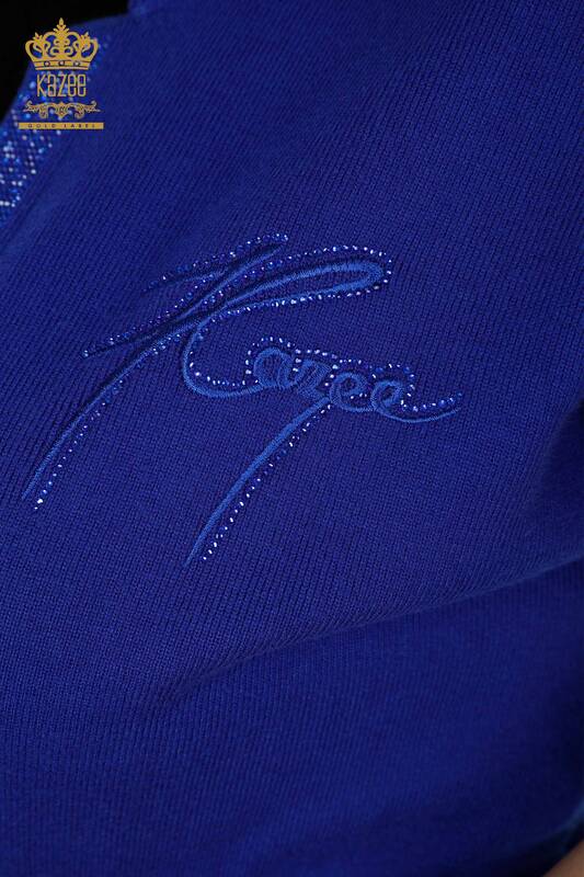 All'ingrosso Gilet da donna - Pietra ricamata - Blu scuro - 16833 | KAZEE