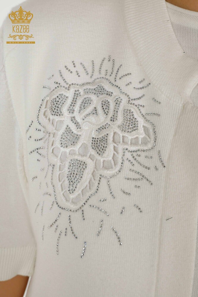 All'ingrosso Gilet da donna - Ricamato pietra - Ecru - 16830 | KAZEE - 4
