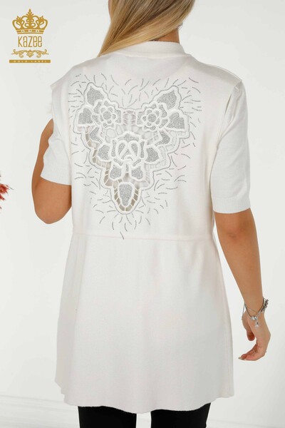 All'ingrosso Gilet da donna - Ricamato pietra - Ecru - 16830 | KAZEE - 7