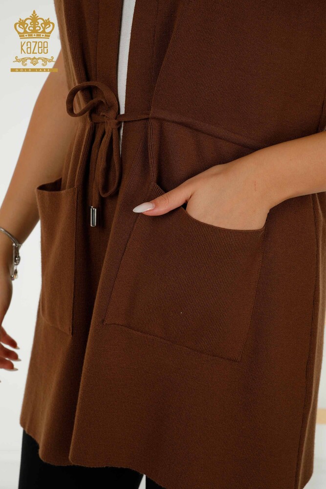 All'ingrosso Gilet da donna - Pietra ricamato - Marrone - 16830 | KAZEE - 5