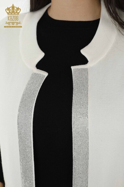 Tasca per gilet da donna all'ingrosso dettagliata Ecru - 30308 | KAZEE - 6