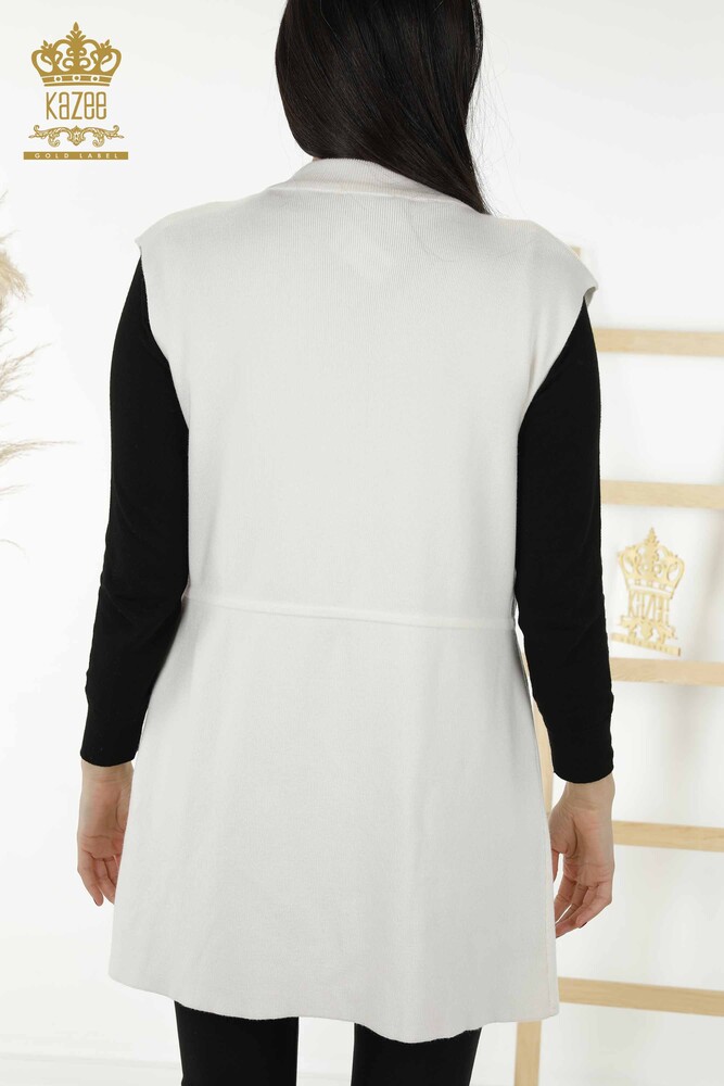 Tasca per gilet da donna all'ingrosso dettagliata Ecru - 30308 | KAZEE - 8