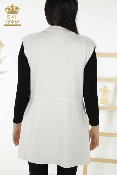 Tasca per gilet da donna all'ingrosso dettagliata Ecru - 30308 | KAZEE - 8