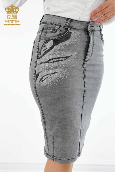 İngrosso Gonna jeans da donna - Colorata Pietre Ricamata - Modellato - Viscosa - 4185 | KAZEE - 2