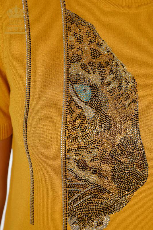 All'ingrosso Maglieria da donna - Motivo Tigre - Righe - Manica corta - Collo alto - 16945 | KAZEE