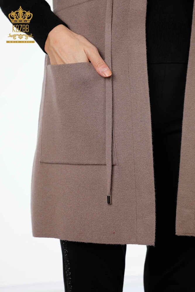 All'ingrosso Maglieria da donna Gilet - Fiore colorato ricamato Tasca - Lungo - 16844 | KAZEE - 20