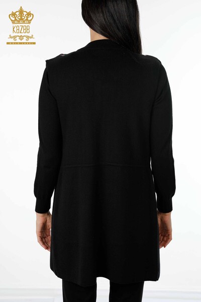 All'ingrosso Maglieria da donna Gilet - Fiore colorato ricamato Tasca - Lungo - 16844 | KAZEE - 31