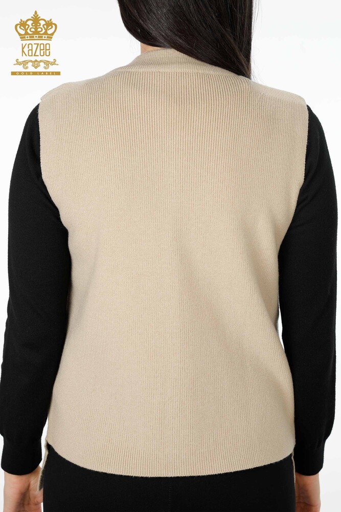 Ingrosso Maglieria Donna Gilet - Corto - Ricamato Fiori Ricamato Pietra - 16814 | KAZEE - 7