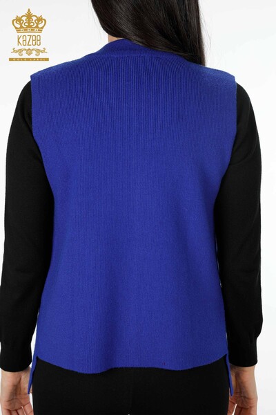 Ingrosso Maglieria Donna Gilet - Corto - Ricamato Fiori Ricamato Pietra - 16814 | KAZEE - 15