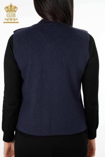 Ingrosso Maglieria Donna Gilet - Corto - Ricamato Fiori Ricamato Pietra - 16814 | KAZEE - 38