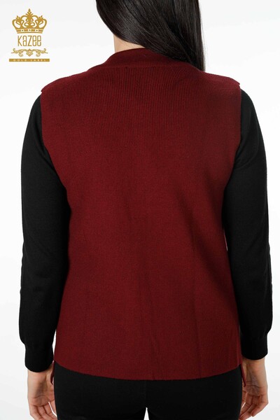 All'Ingrosso Maglieria Donna Gilet - Ricamo Pietre Ricamato - Corto - Modellato Floreale - 16839 | KAZEE - 7