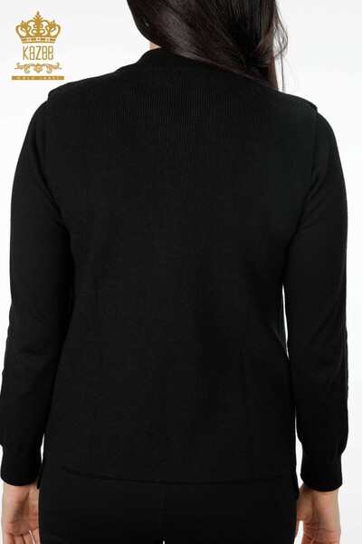 All'Ingrosso Maglieria Donna Gilet - Ricamo Pietre Ricamato - Corto - Modellato Floreale - 16839 | KAZEE - 22