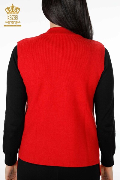 All'Ingrosso Maglieria Donna Gilet - Ricamo Pietre Ricamato - Corto - Modellato Floreale - 16839 | KAZEE - 36