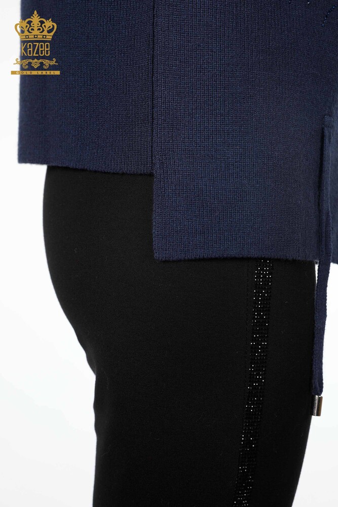 All'Ingrosso Maglieria Donna Gilet - Ricamo Pietre Ricamato - Corto - Modellato Floreale - 16839 | KAZEE - 43