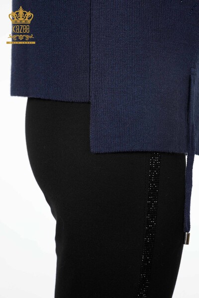 All'Ingrosso Maglieria Donna Gilet - Ricamo Pietre Ricamato - Corto - Modellato Floreale - 16839 | KAZEE - 43