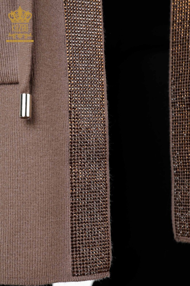 All'Ingrosso Gilet Maglieria Donna - Tasca Scritta Pietra Ricamata - Bordo Rigato - 16829 | KAZEE - 64