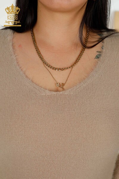 All'ingrosso Donna Maglieria maglione - Angora - Basic - Beige - 18921 | KAZEE - 3