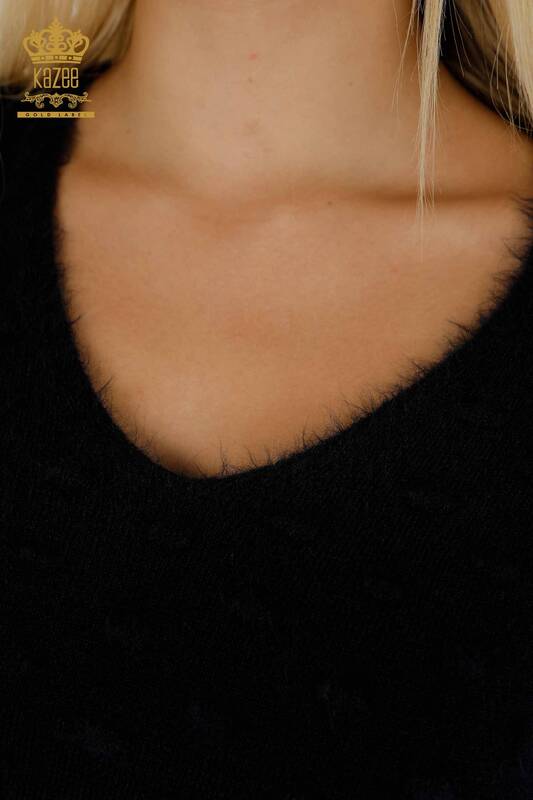 All'ingrosso Maglione di maglieria da donna - Angora - Blu navy scuro - 18474 | KAZEE