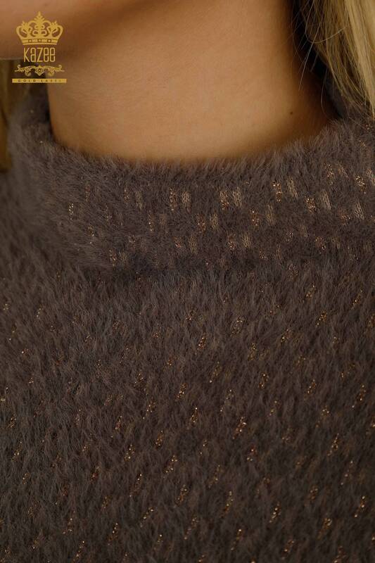All'ingrosso Maglieria da donna maglione Angora dettagliato kaki - 30446 | KAZEE