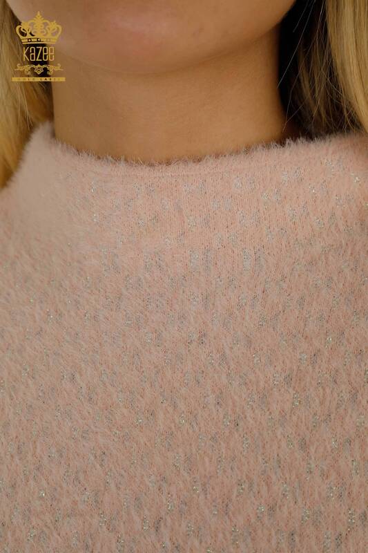 All'ingrosso Maglione di maglieria da donna - Angora - Dettagliato - Rosa - 30446 | KAZEE