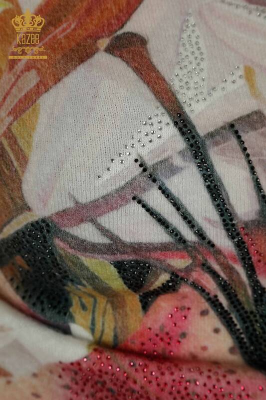 All'ingrosso Maglione di maglieria da donna - Angora - floreale Modellato - Digitale - 40043 | KAZEE