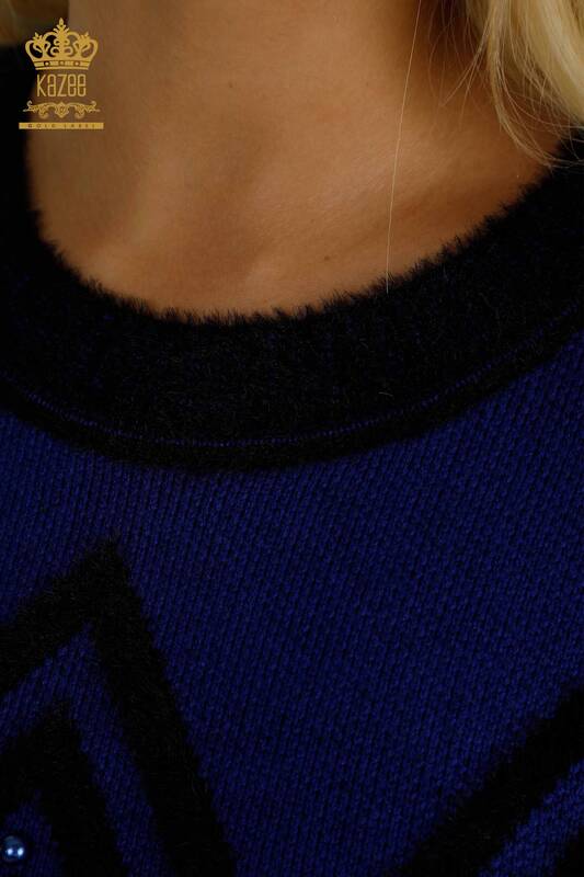 All'ingrosso Maglione di maglieria da donna - Angora - Perline dettagliate - Saks - 30232 | KAZEE