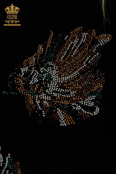 All'ingrosso Maglione di Maglieria da Donna - Angora - Pietra Ricamato - Nero - 18899 | KAZEE - 4