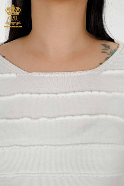Maglieria da donna all'ingrosso Maglione Tessuto proprio - Ecru - 30169 | KAZEE - Thumbnail